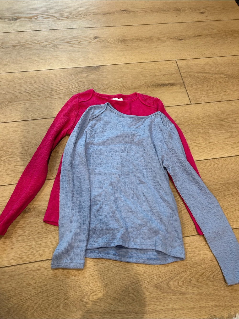 wonder nation Ribbed Long-Sleeve Tops in Bright Pink & Light Blue